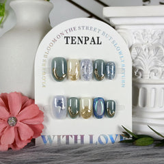 TENPAL jade cat eye glossy nails with designs for quick salon-like finish at home