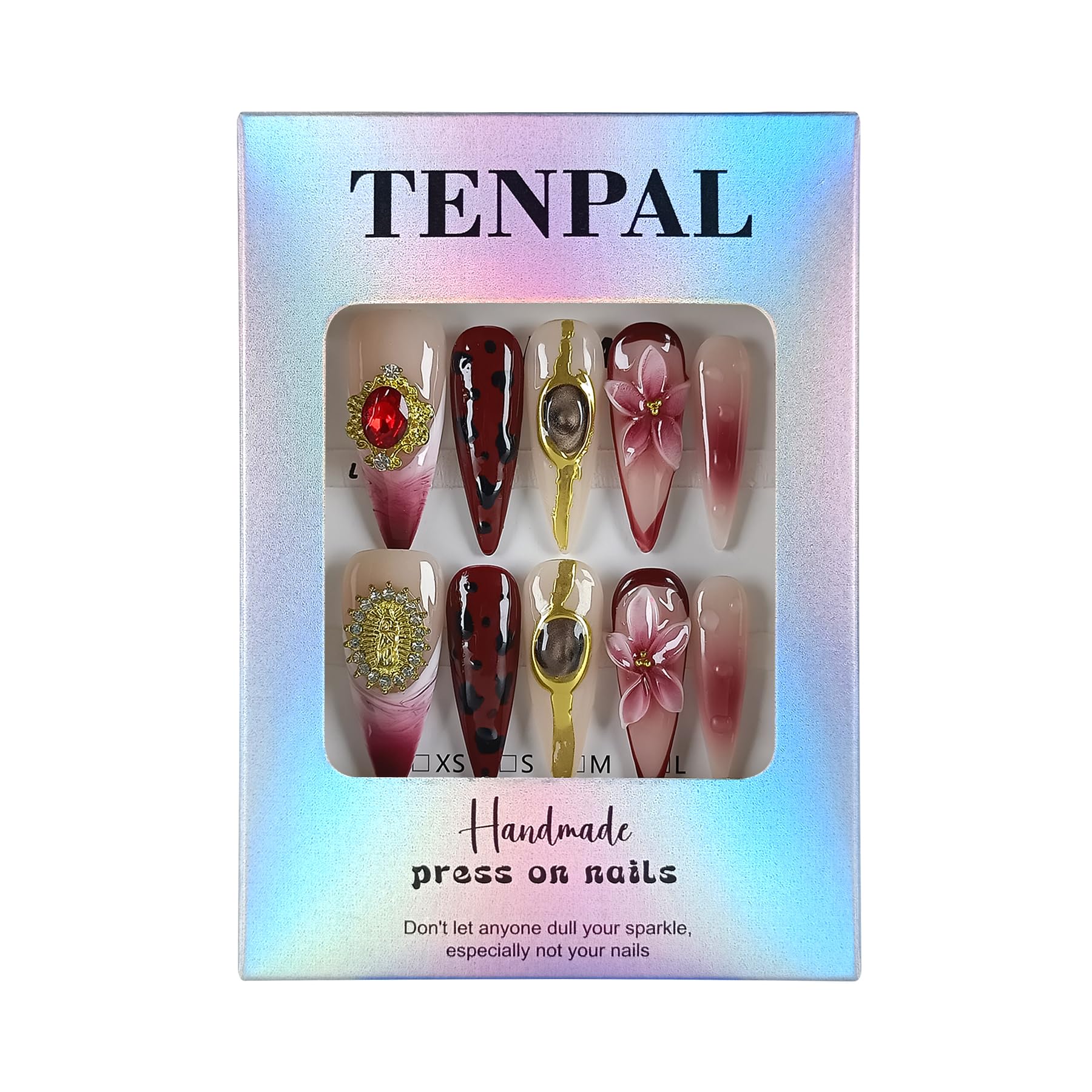 Tenpal kit includes adhesive, file, and cuticle stick for easy prep.