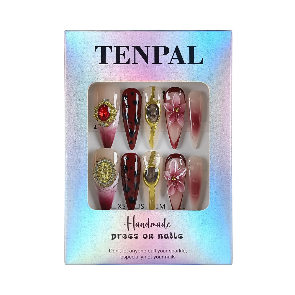 Tenpal kit includes adhesive, file, and cuticle stick for easy prep.
