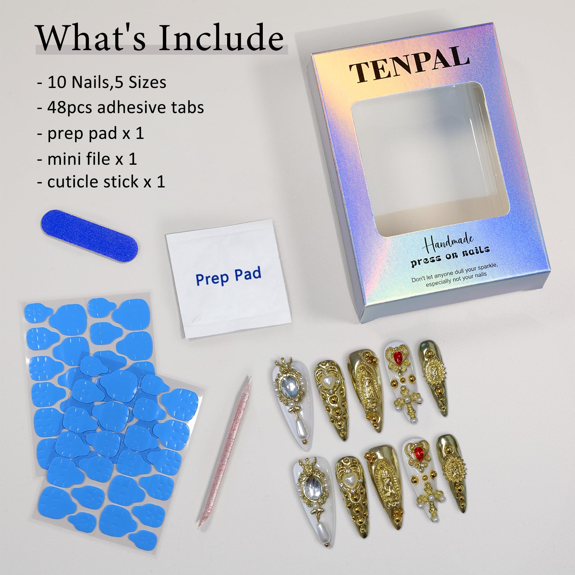 TENPAL long-stiletto nails shown on hand for dramatic glam.