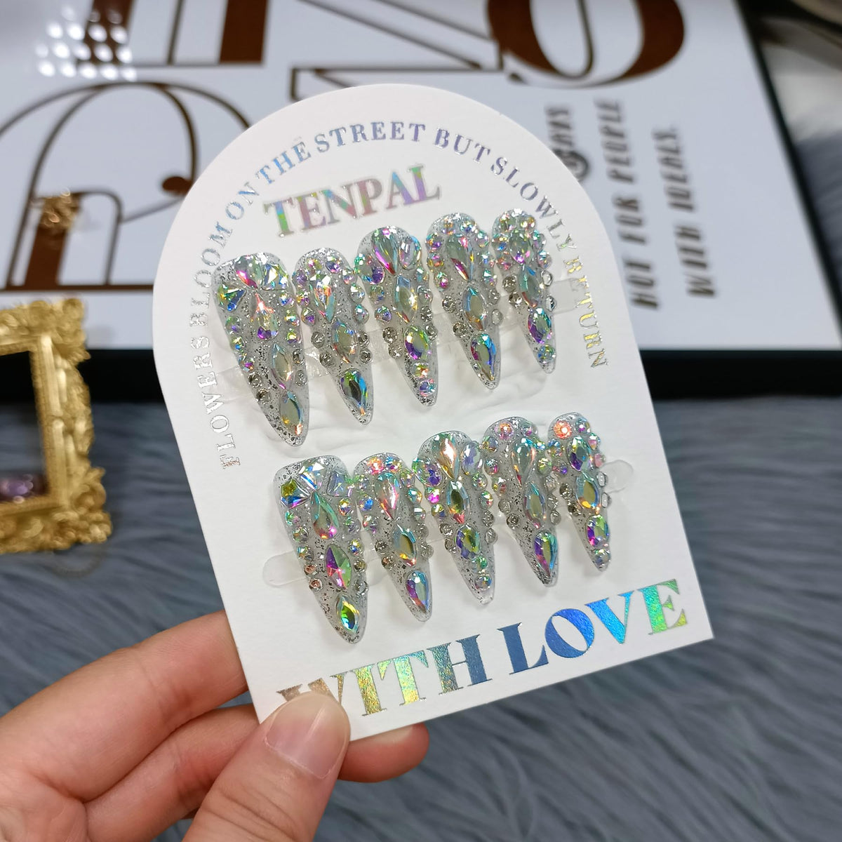 Tenpal luxury press-on nails long stiletto, glamorous party-ready hands.