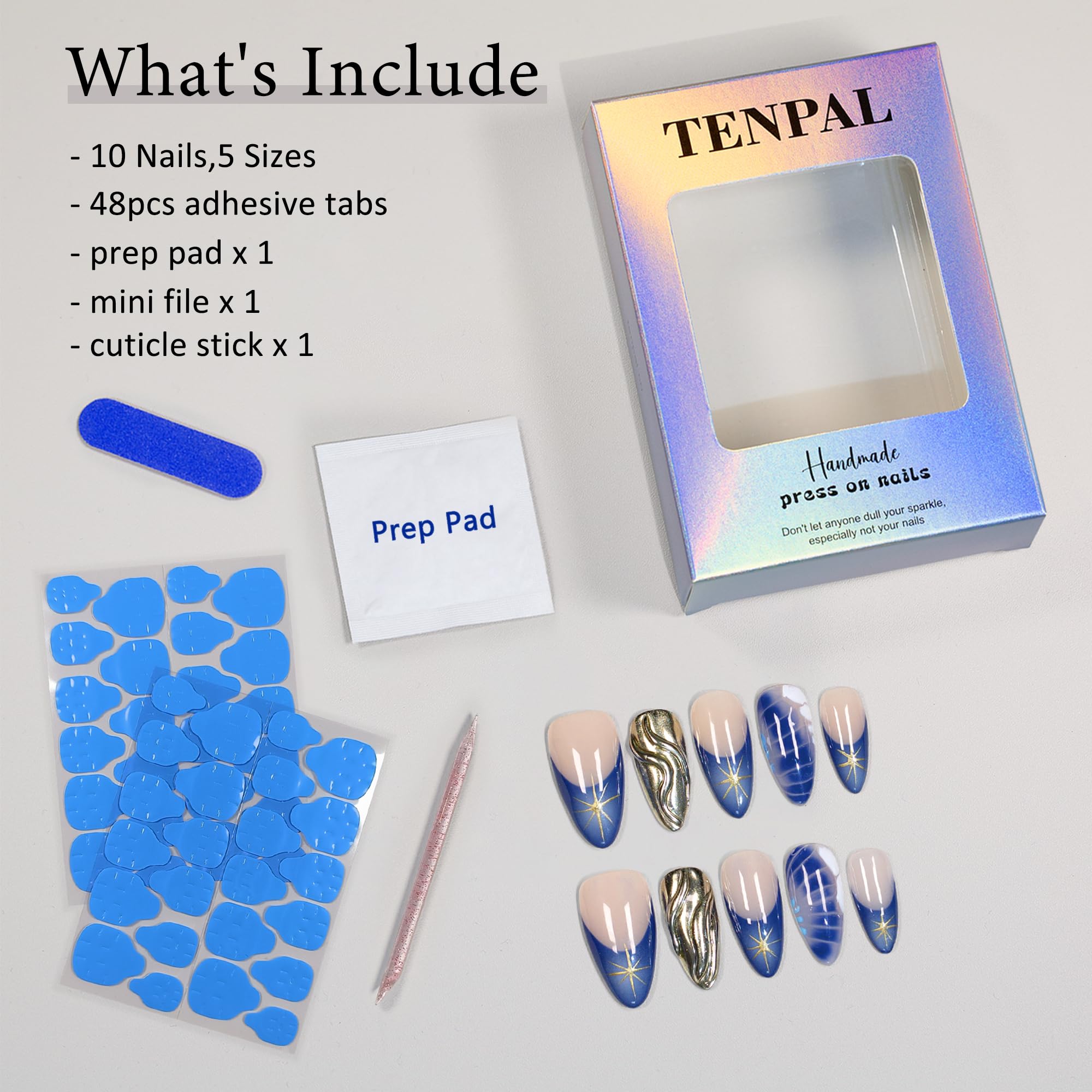 TENPAL jelly adhesive and file kit ensures secure, precise application