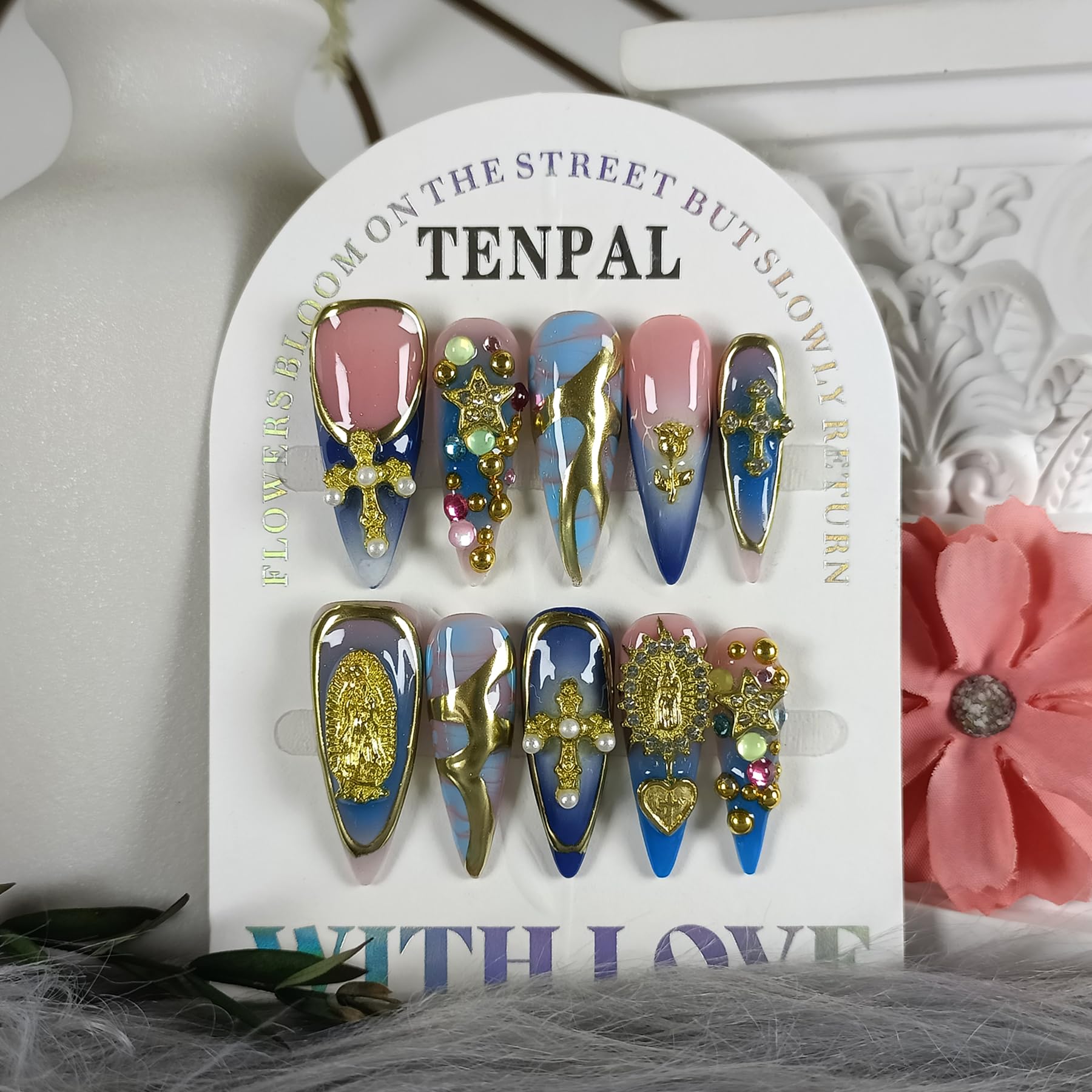 TENPAL nails worn on hand for wedding or party ready hands.