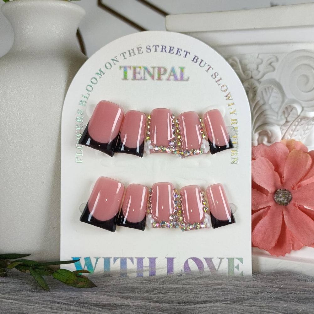 TENPAL rhinestone-edge nails add sparkle for weddings and special occasions.