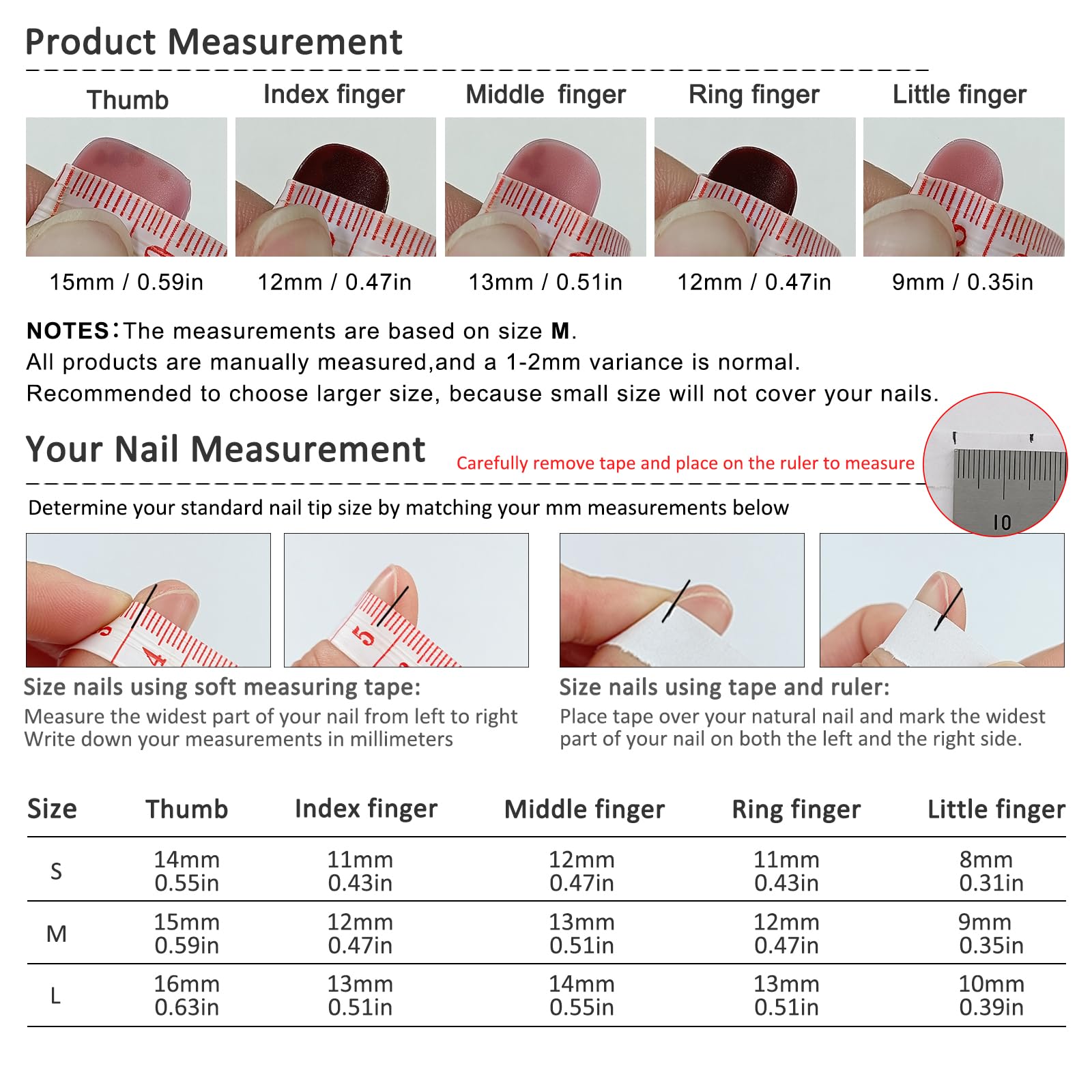 TENPAL size guide helps you select the perfect fit for each nail