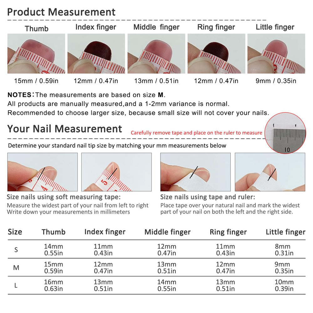 TENPAL size guide helps you select the perfect fit for each nail