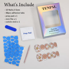 TENPAL white French glue-on nails for a classic office-ready look.