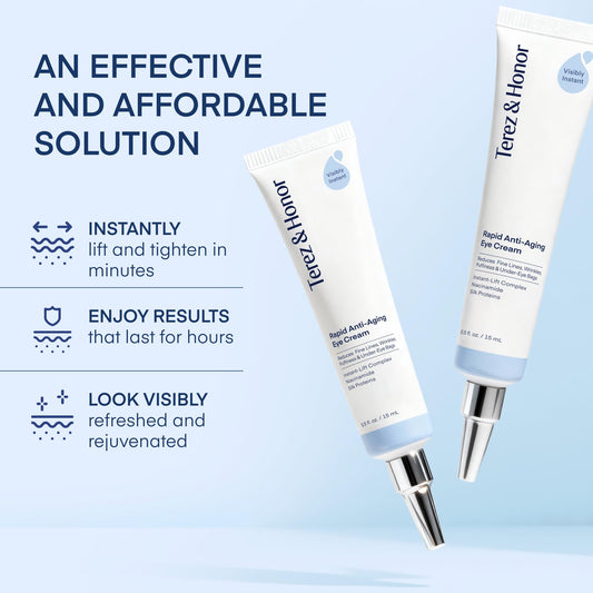 Terez & Honor under-eye cream hand swatch showing hydrating texture for daytime use.