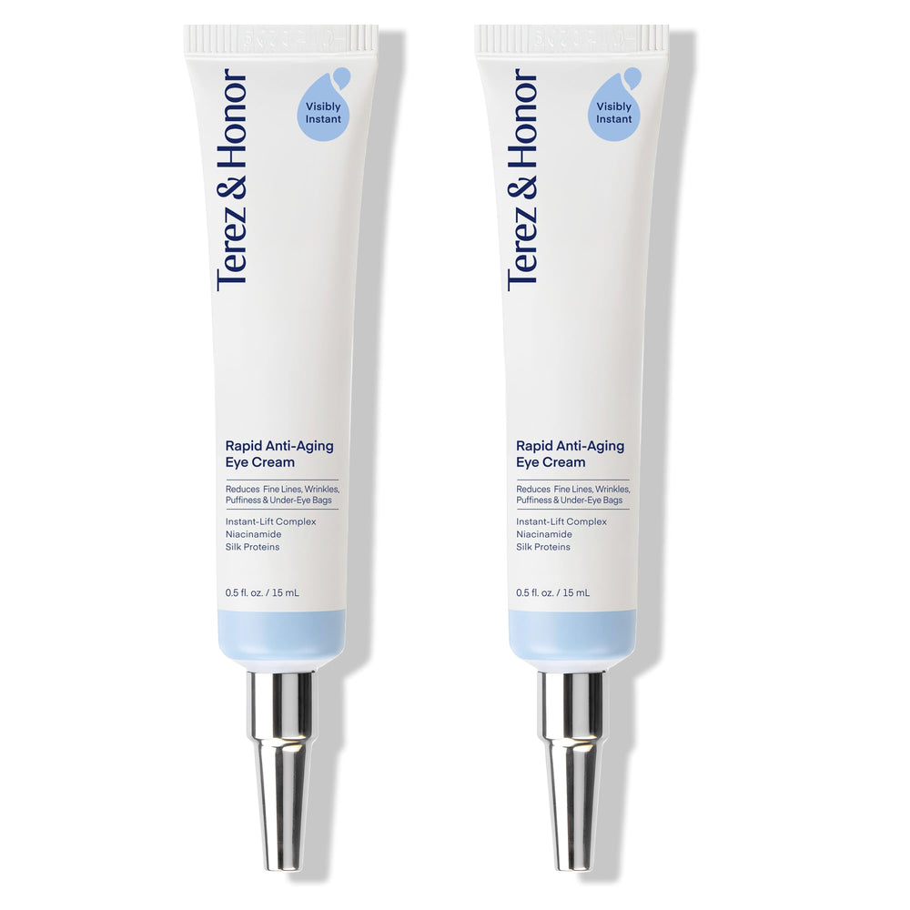 Terez & Honor anti-aging rapid under-eye cream jar close-up for quick refreshed feel.