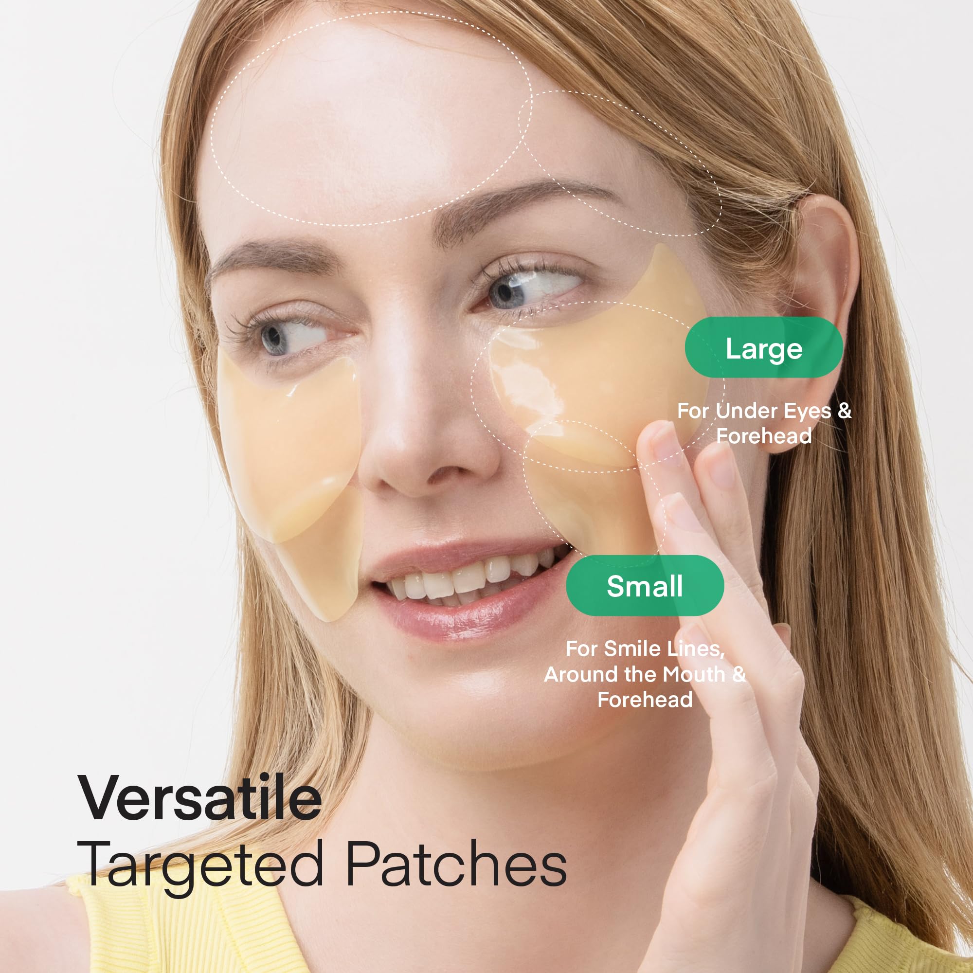 TEREZ & HONOR patches fit under eyes, forehead, and chin