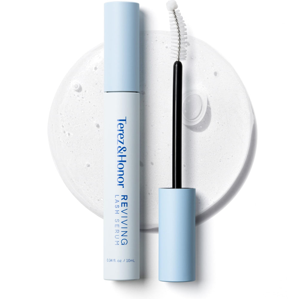 TEREZ & HONOR Reviving Lash Serum bottle front for healthier-looking lashes.