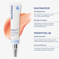 Under-eye hydration glow with Terez & Honor cream.