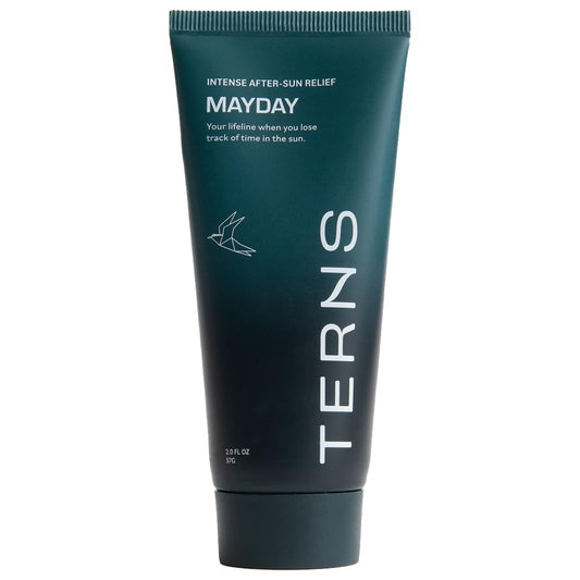 TERNS Mayday gel-cream bottle demonstrates after-sun care and cooling relief.
