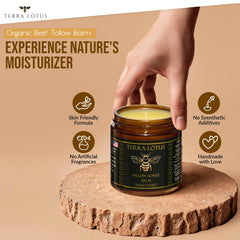Non-greasy, fast-absorbing Terra Lotus balm on skin