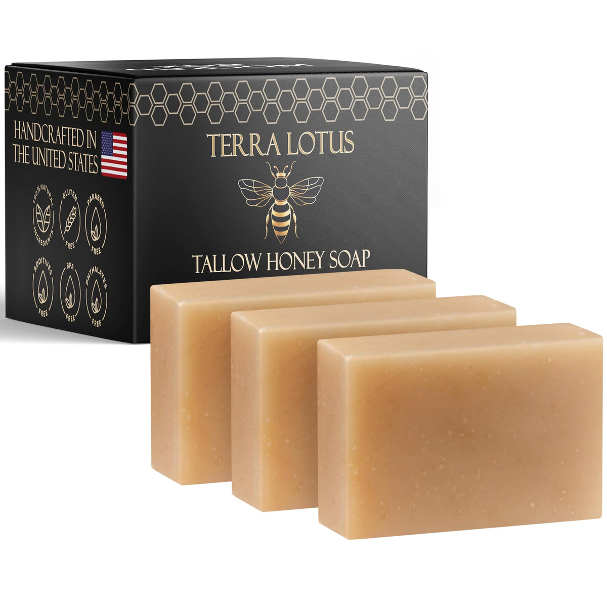 Terra Lotus organic tallow soap bar for nourishing, gentle cleansing on face and body.