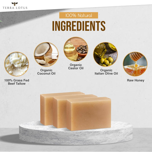 Terra Lotus soap lather closeup showing rich moisture and skin-friendly cleansing.