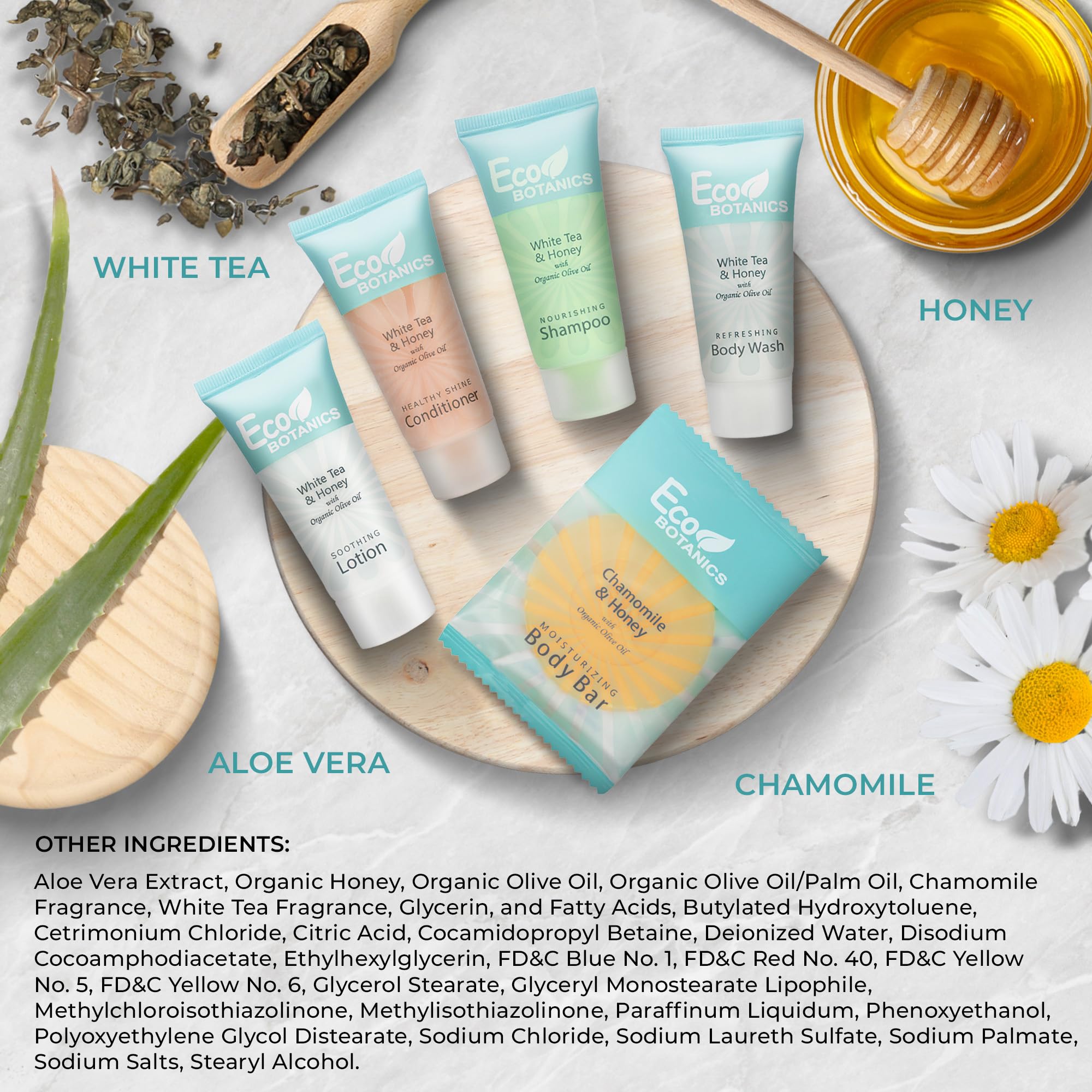 Terra Pure 0.85oz body wash bottle offers gentle cleansing for stays.