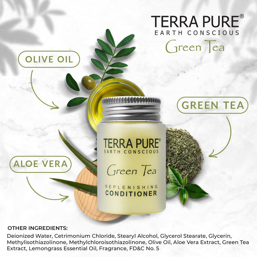 Terra Pure aloe and olive oil conditioner label for premium care