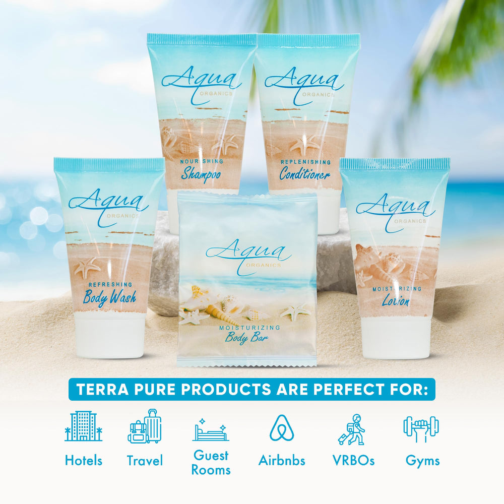 Terra Pure Aqua Organics conditioner bottle highlighting hair-softening formula