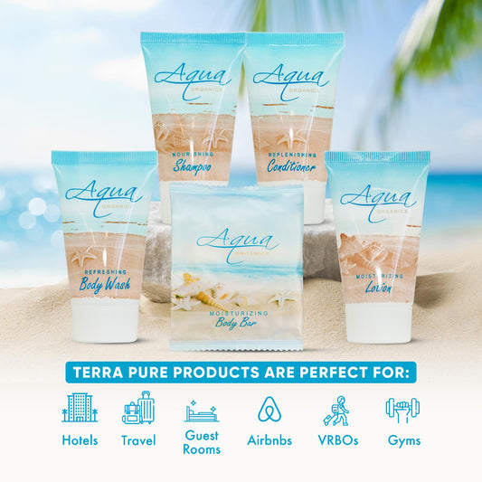 Terra Pure Aqua Organics conditioner bottle highlighting hair-softening formula