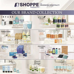 Terra Pure clean closet storage bottles organized in a bathroom closet