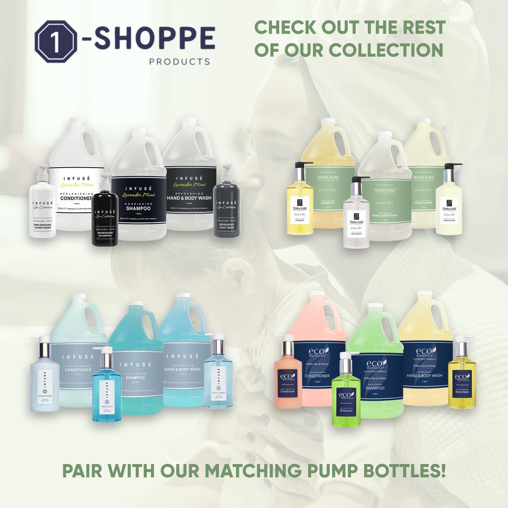 Terra Pure earth-conscious packaging communicates sustainable hospitality amenities.