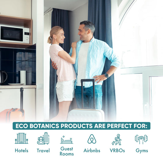 The Terra Pure Eco Botanics conditioner pump bottle is mounted in a wall dispenser for hotels.