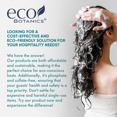 Hotel bathroom amenities display featuring Terra Pure Eco Botanics