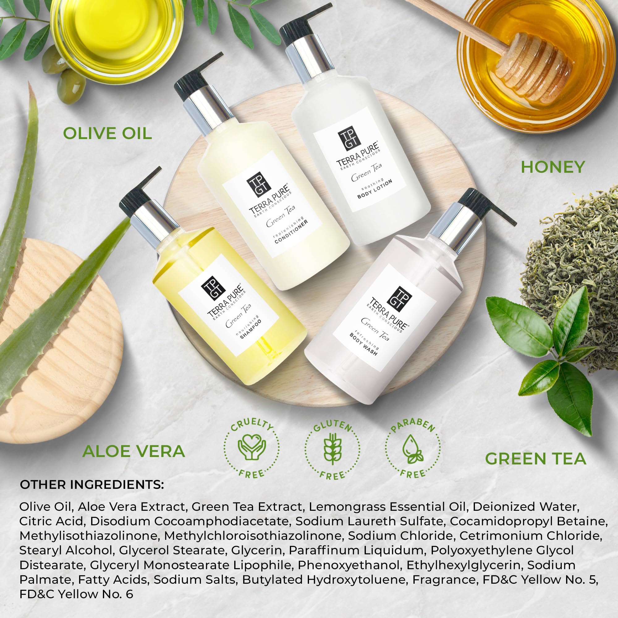 Terra Pure Ecobox Body Lotion bottle in upscale bathroom