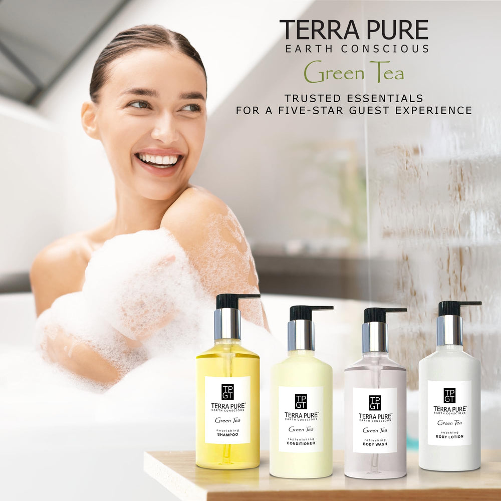 Terra Pure Ecobox pump bottle design for easy guest use