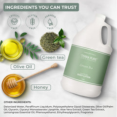 Terra Pure Green Tea Lotion in closet storage for compact hotel amenity
