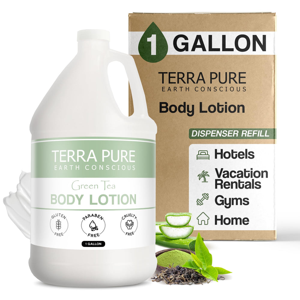 Terra Pure Green Tea Lotion gallon bottle for hotel amenities and refills