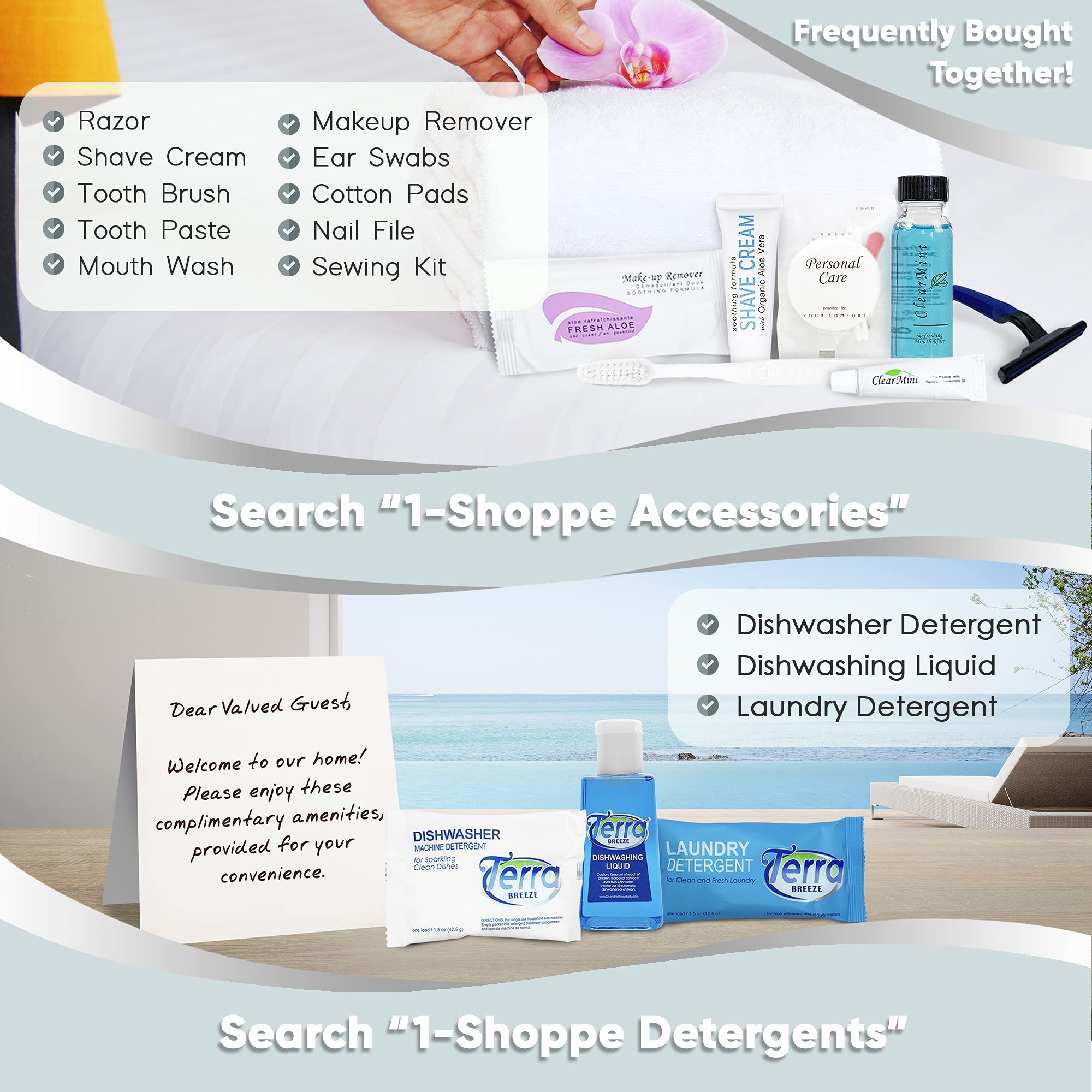 Terra Pure hospitality amenities kit display in a hotel setup