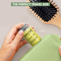 Terra Pure hotel amenities shampoo packaging display for easy guest access.
