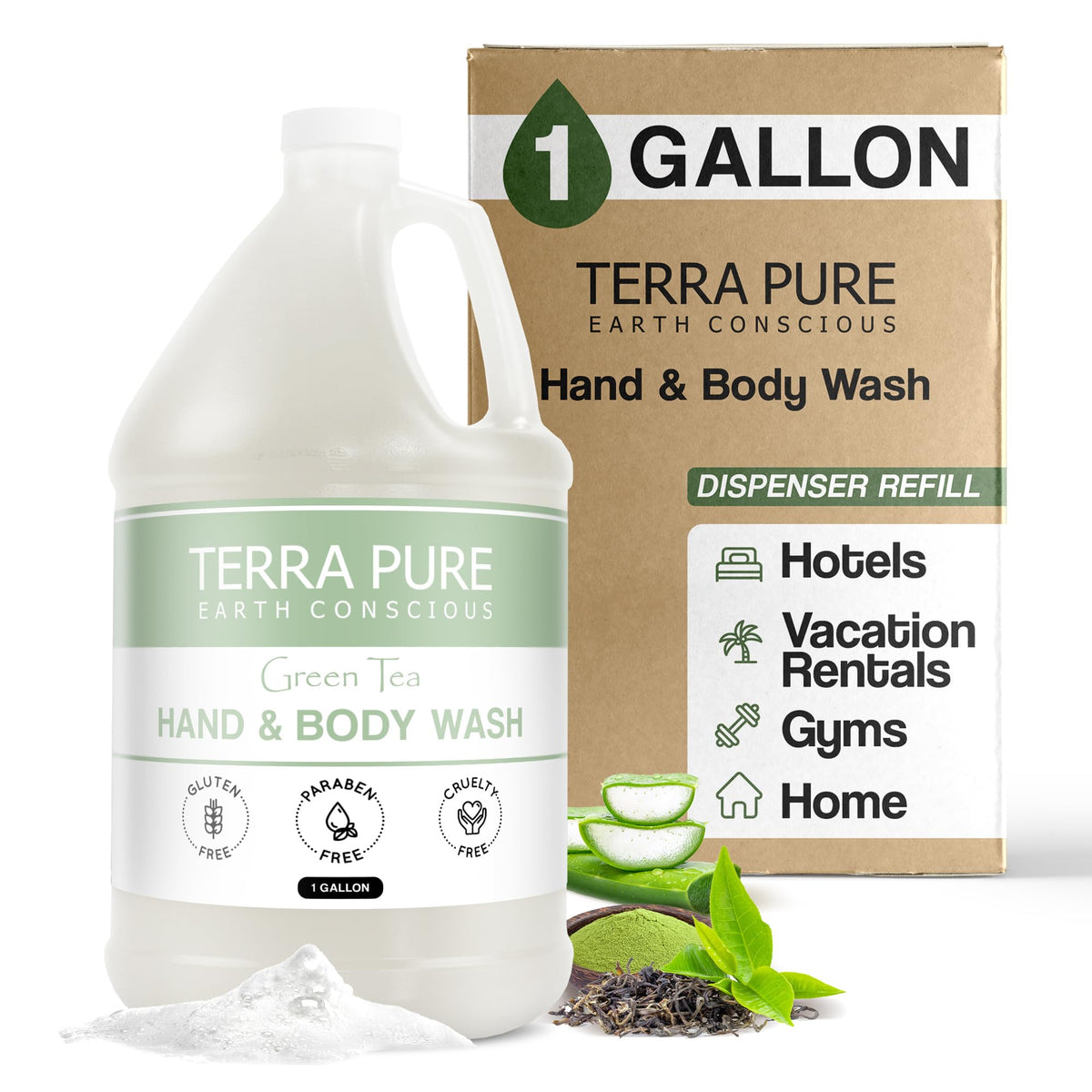 Terra Pure hotel body wash refill gallon for wall dispensers enhances guest convenience