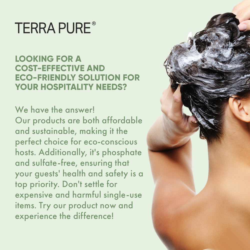 Terra Pure Green Tea formula label signals a natural refreshing guest experience.