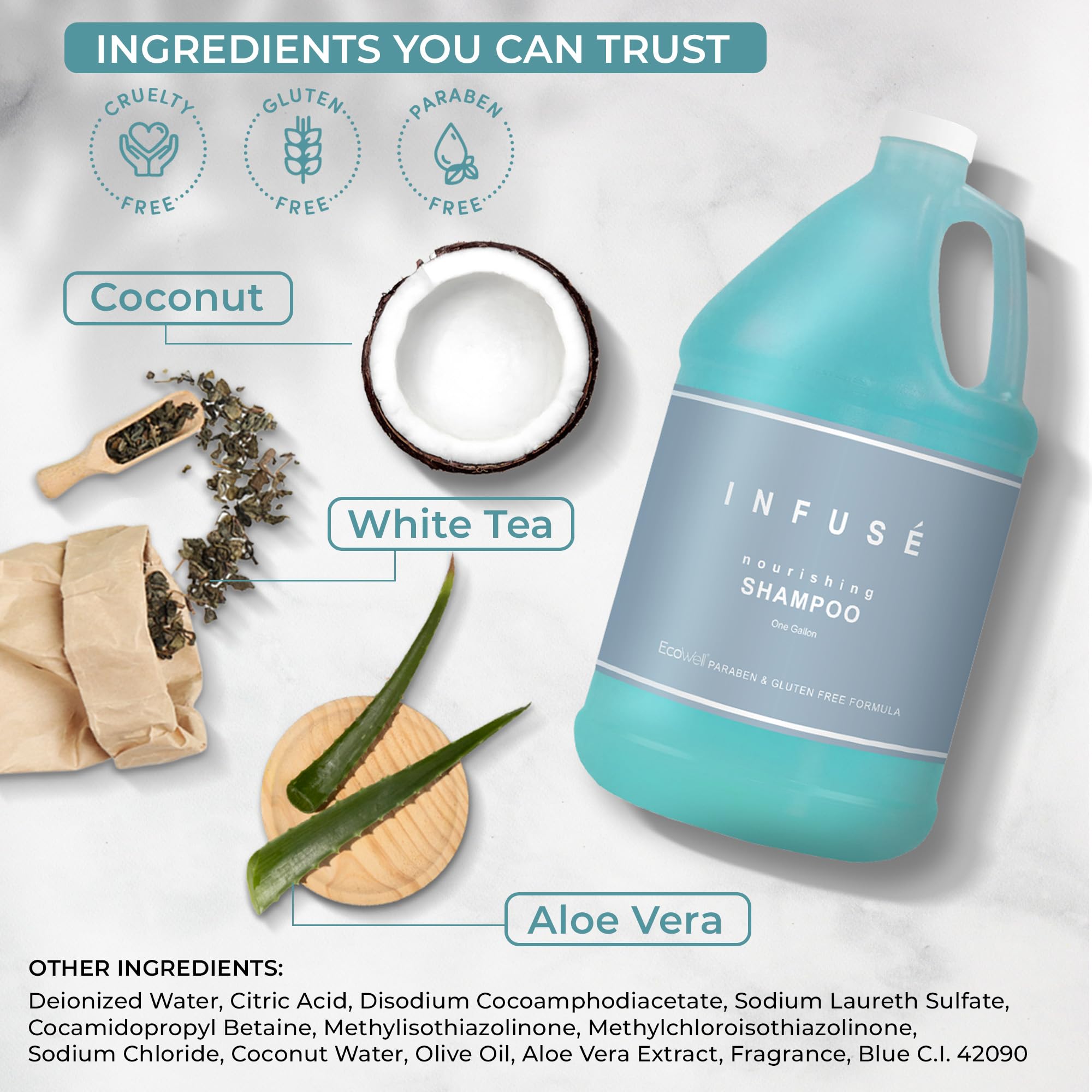 Terra Pure Infuse paraben-free formula in hotel shampoo packaging