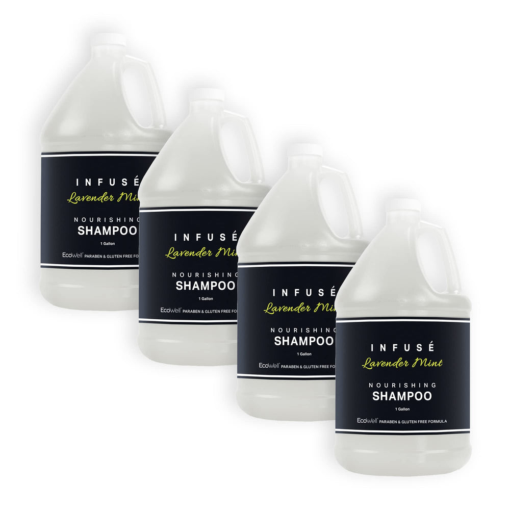 Terra Pure Infuse Lavender Mint hotel shampoo label highlights calming lavender and refreshing mint for guests