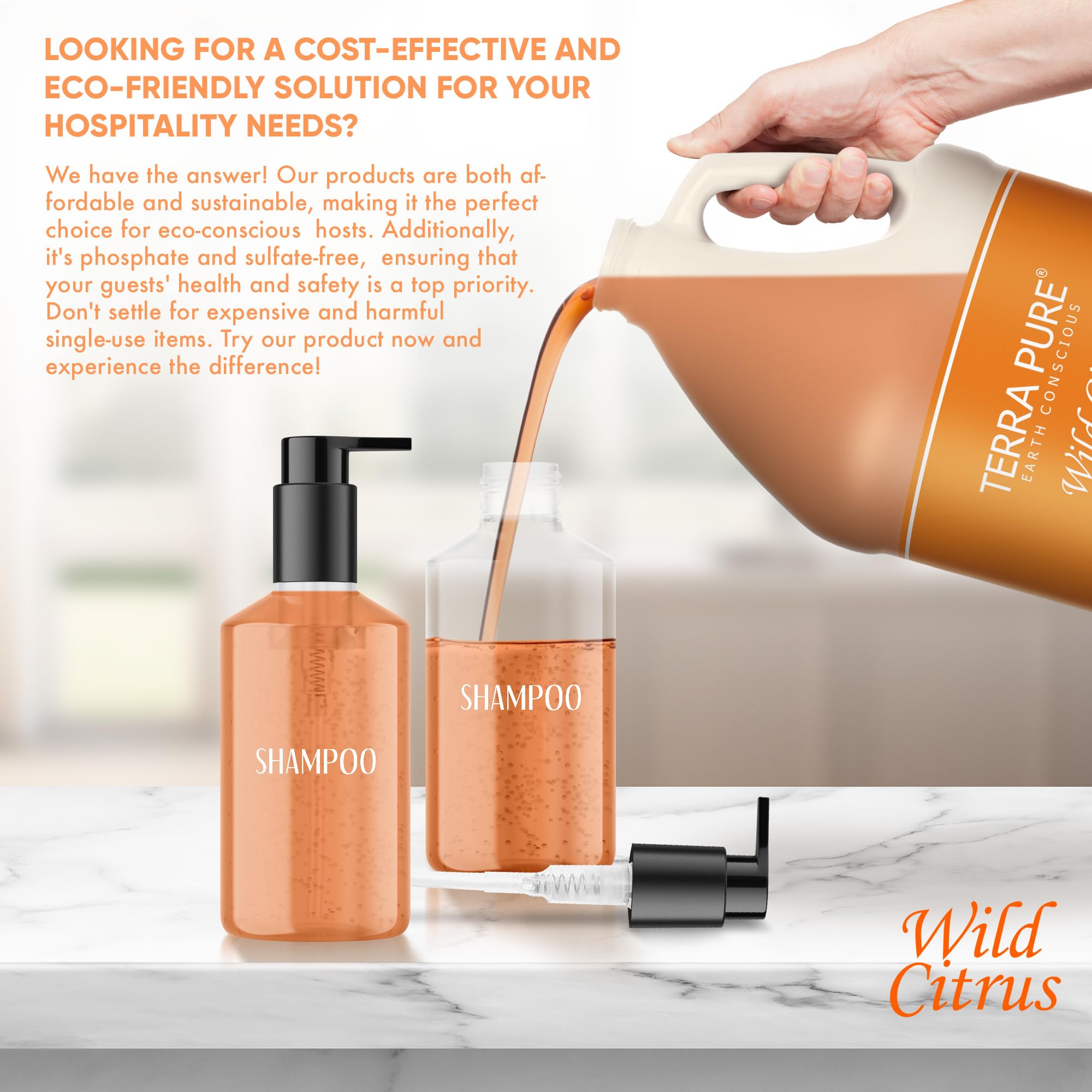 Terra Pure luxury hotel bathroom setup with premium packaging
