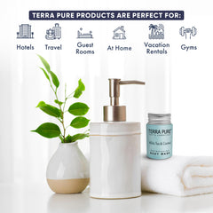 Terra Pure bulk travel-size body wash case for streamlined hotel amenities.