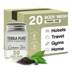 Terra Pure travel-size hotel body wash bottle for easy restocking in guest rooms