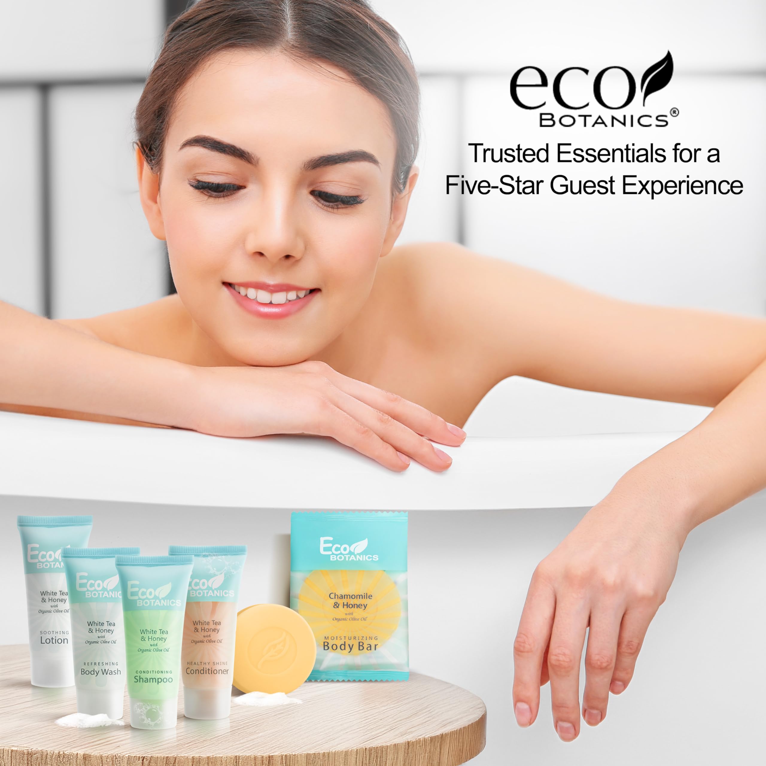 Terra Pure white tea-scented guest amenities offer a light fragrance.