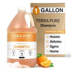 Terra Pure Wild Citrus shampoo bottle for guests' luxe hotel experience
