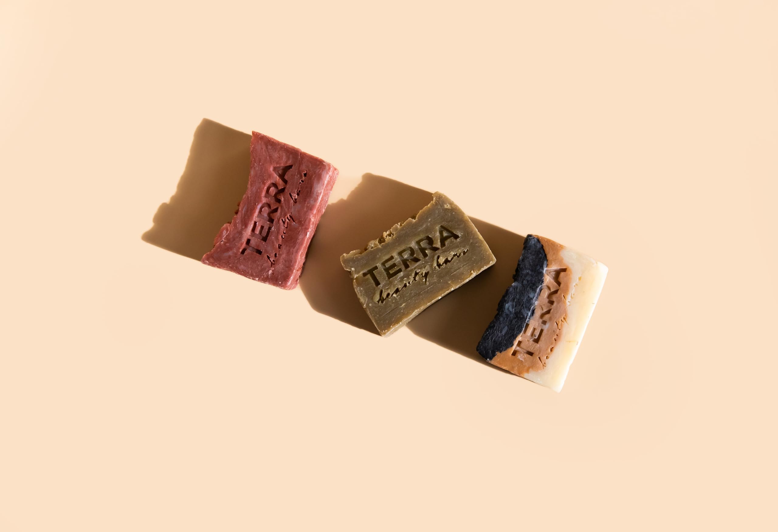 Terrabeautybars Marble Beauty Bar on sink, ready for daily facial cleansing routine.