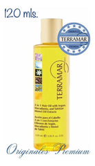 Terramar Hair Treatment Oil pour showing lightweight formula that protects against heat.