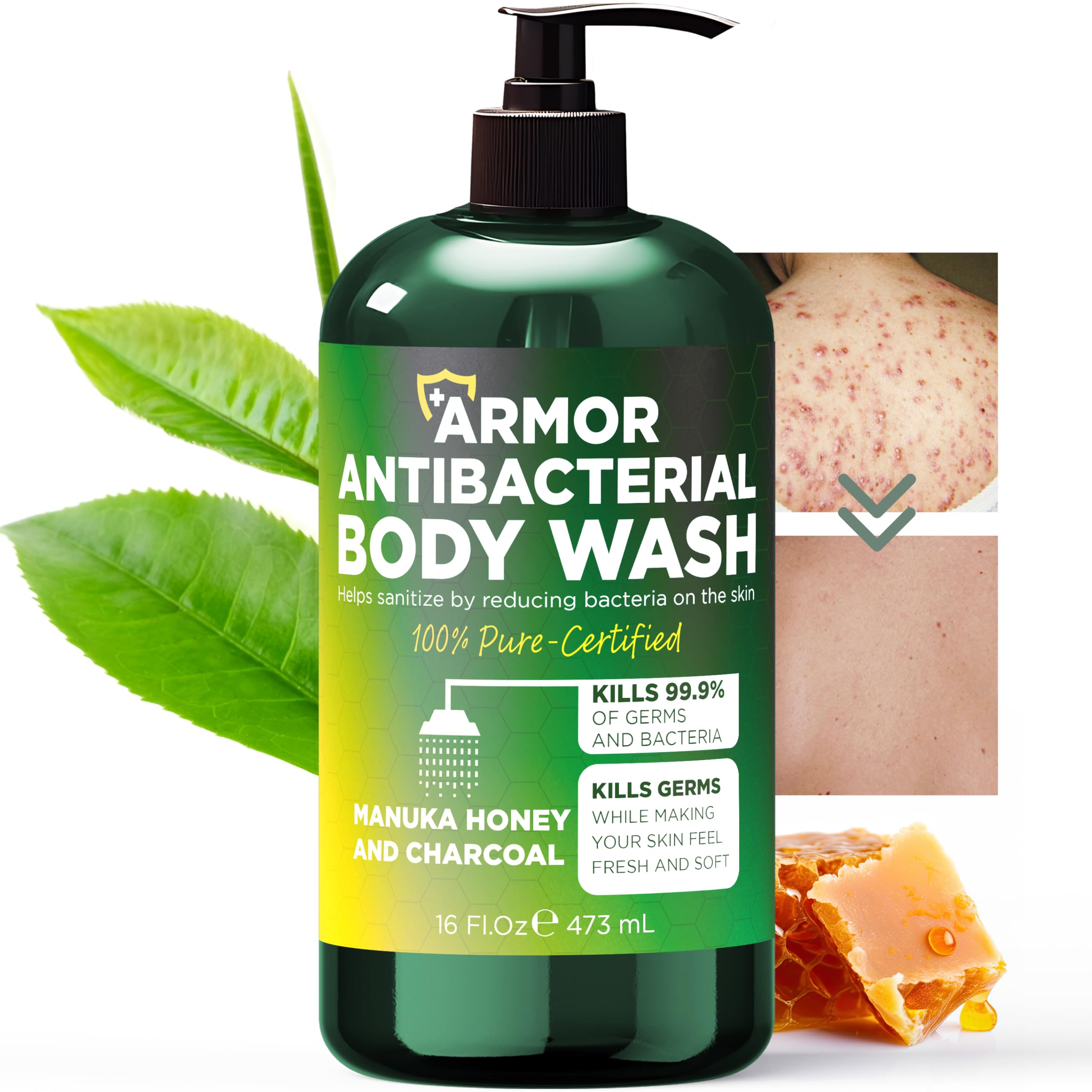 Terramed Just Think Comfort antibacterial body wash bottle pour for daily cleansing and skin protection.