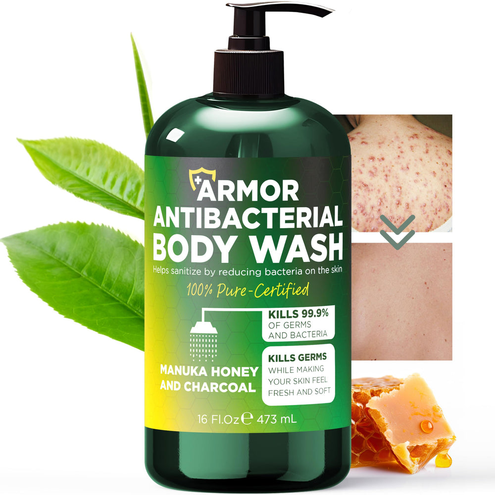 Terramed Just Think Comfort antibacterial body wash bottle pour for daily cleansing and skin protection.
