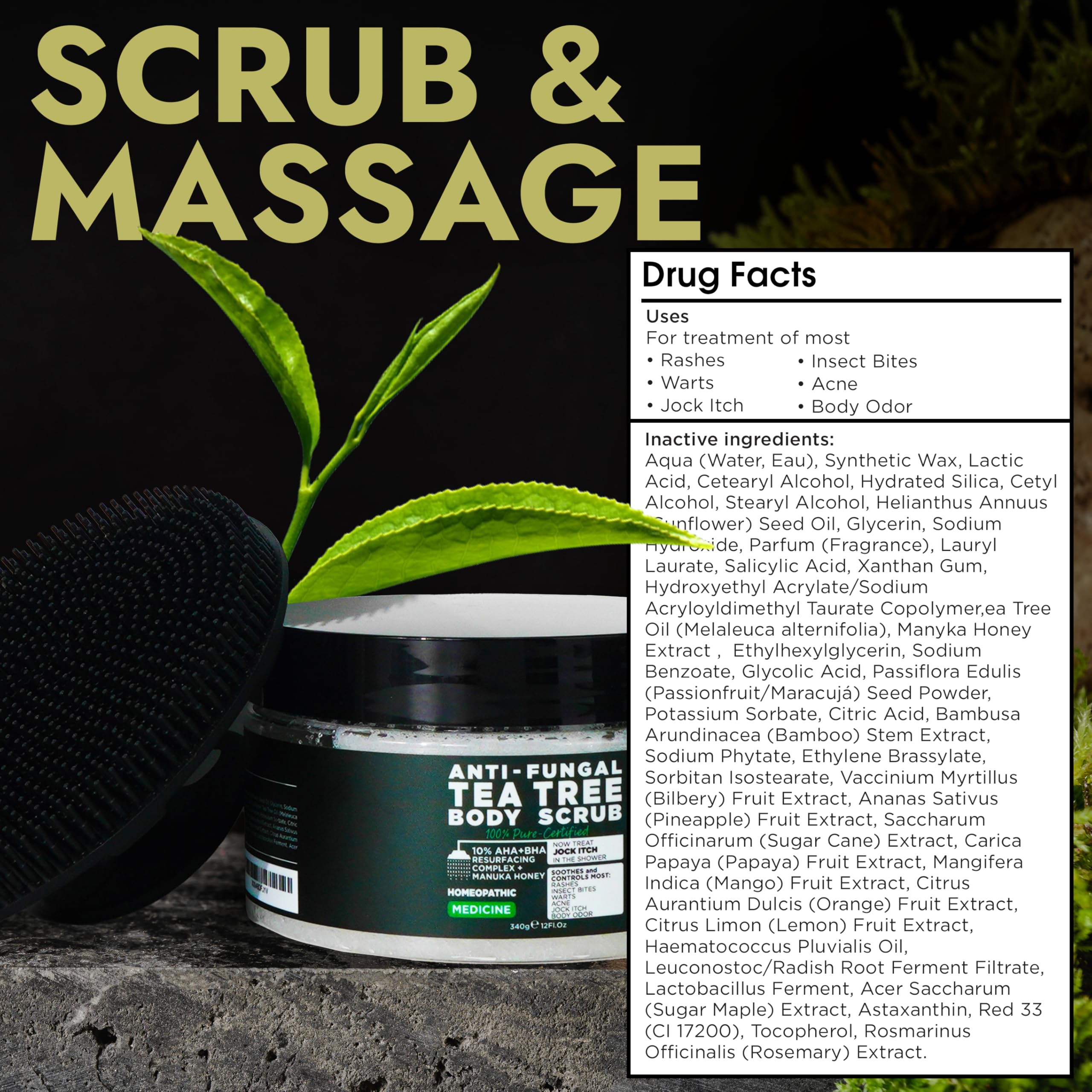 Terramed Just Think Comfort exfoliating scrub close-up with natural ingredients