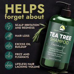 Terramed Just Think Comfort rosemary conditioner bottle helps smooth hair and calm scalp.