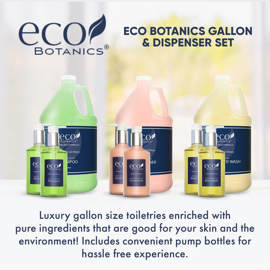 Terra Pure Eco Botanics gallon conditioner bottle presented on a hospitality shelf.